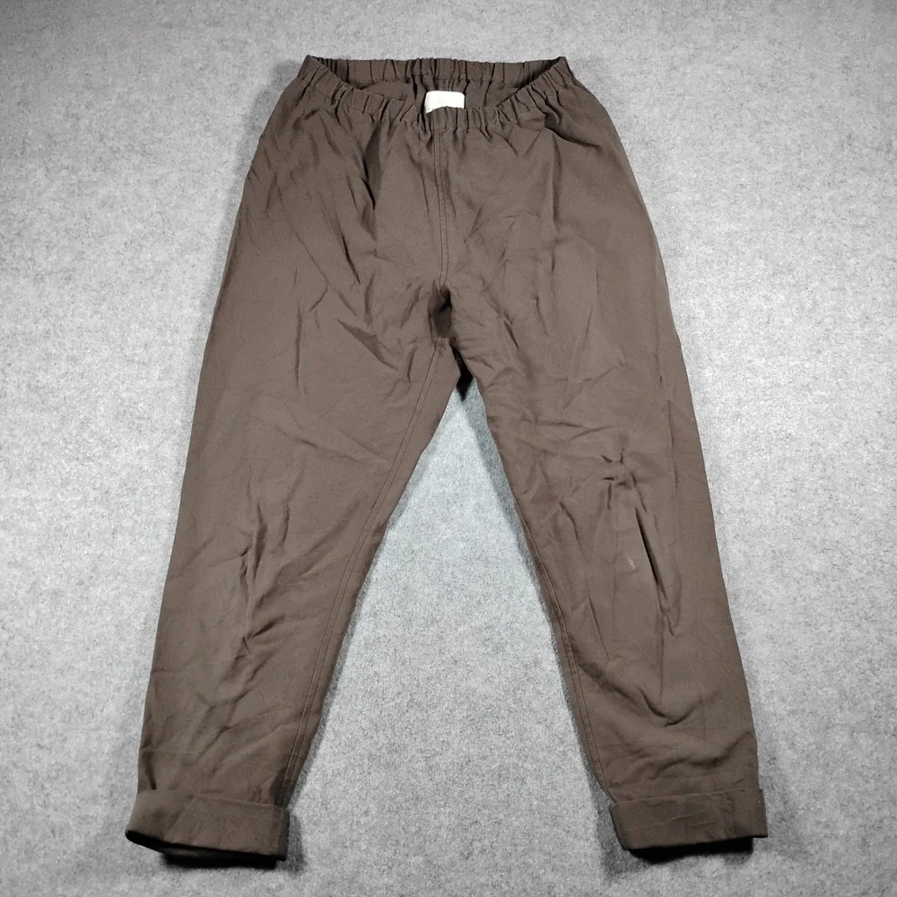 Lauren Manoogian Brown Cotton Elastic Waist Tapered Cuffed Trouser Pants Size 2